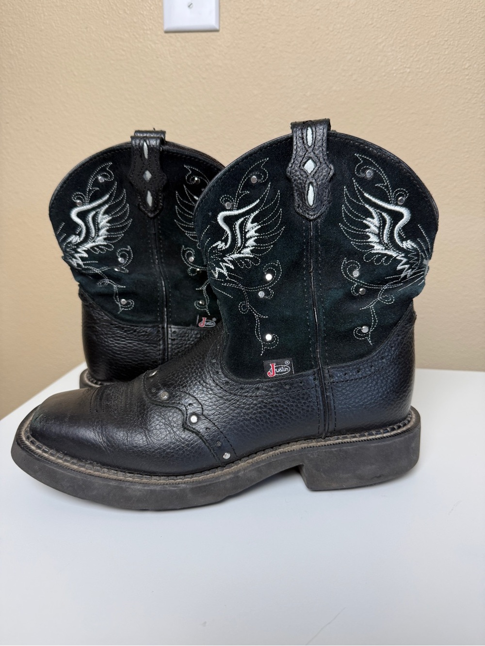 Justin Gypsy Mandra Black Leather Boots Size 8